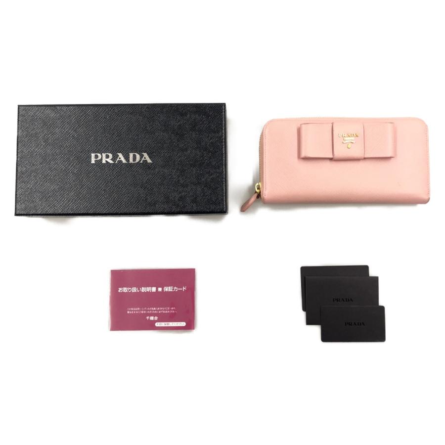 PRADA（プラダ） 〇〇 サフィアーノ リボン ラウンドファスナー 長財布