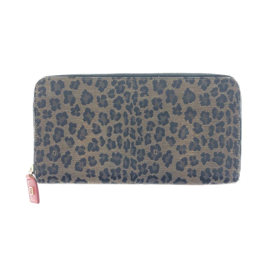 FENDI 〇〇 フェンディ レオパード ヒョウ 柄 ラウンドファスナー 長  