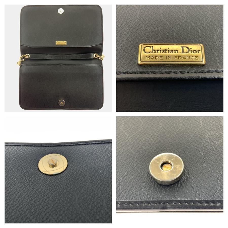 【美品】Dior ディオール ハニカム チェーンショルダー トロッター ブラック Christian Dior クリスチャンディオール クリスチャンディオール