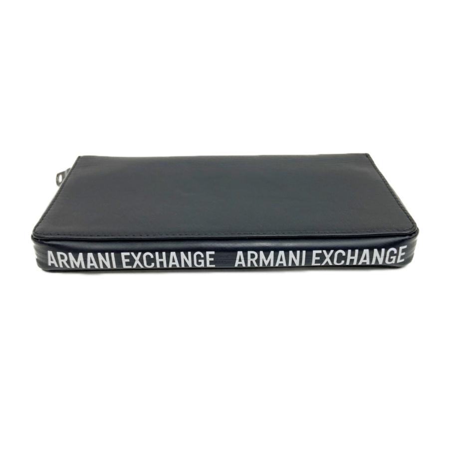 〇〇ARMANI アルマーニ  EXCHANGE  AX ラウンド ロゴ ファスナー レザー長財布 ブラック ARMANI（アルマーニ） 〇〇 EXCHANGE AX ラウンド ロゴ ファスナー