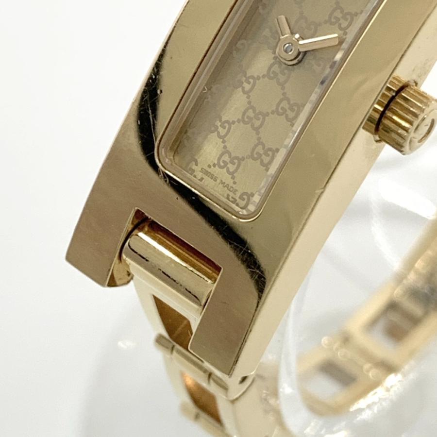 GUCCI ゴールド 腕時計(クォーツ) 3900L Exc+5] Gucci 3900L Gold Black Qz Women's Watch Vintage Used
