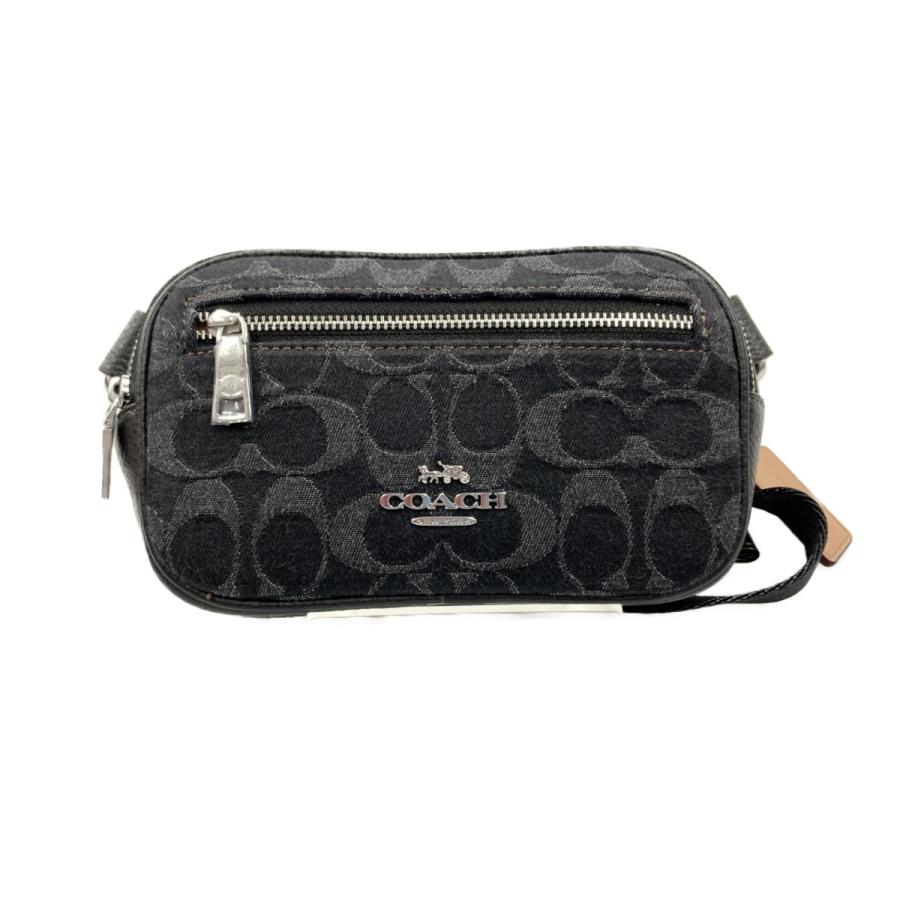 〇〇COACH コーチ シグネチャー デニム ミニ ベルト バッグ ボディバッグ CQ186 ブラック COACH（コーチ） 〇〇 シグネチャー デニム ミニ ベルト バッグ ボディ