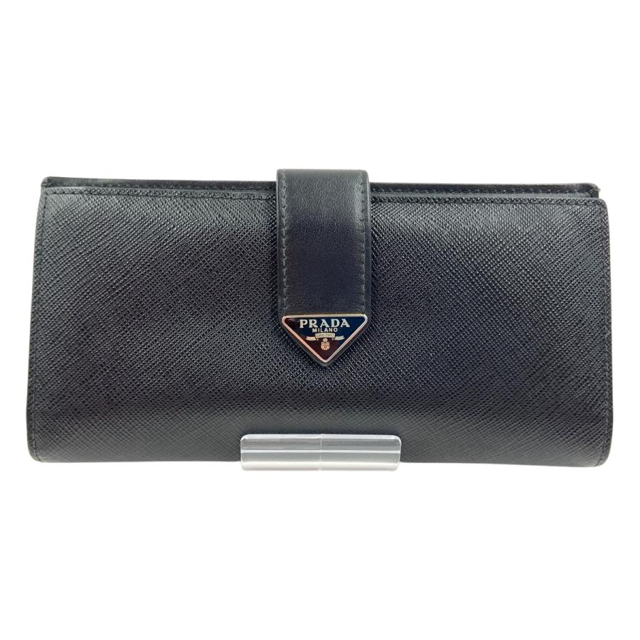 〇〇PRADA プラダ サフィアーノ トライアングル ロゴ 長財布  1MV025 ブラック PRADA（プラダ） 〇〇 サフィアーノ トライアングル ロゴ 長財布