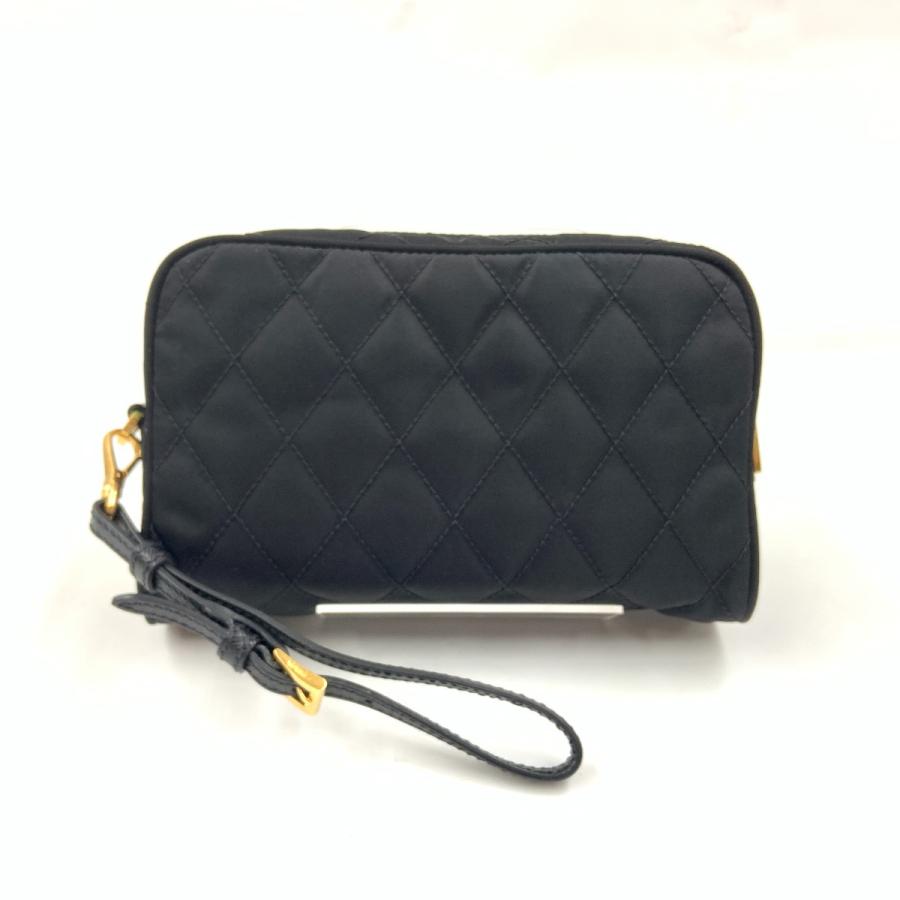 〇〇 PRADA プラダ 刺繍 ナイロン 化粧ポーチ ポーチ ブラック やや傷や汚れあり_2
