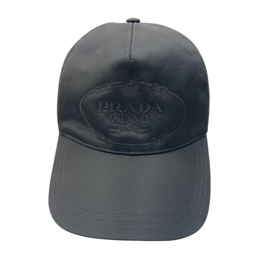 プラダ　ナイロンキャップ　Mサイズ　ブラック PRADA（プラダ） 〇〇 ロゴ ナイロン キャップ size M 帽子 ブラック