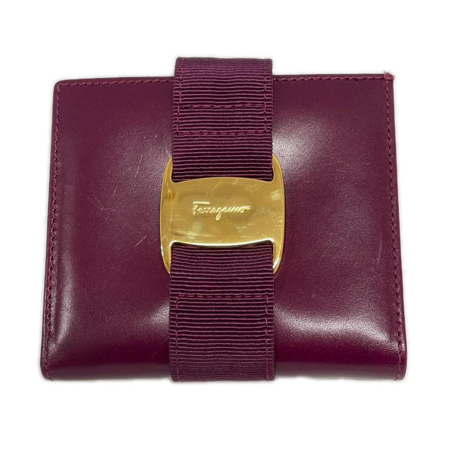 Ferragamo フェラガモ 二つ折り財布 2203053 パープル やや傷や汚れ