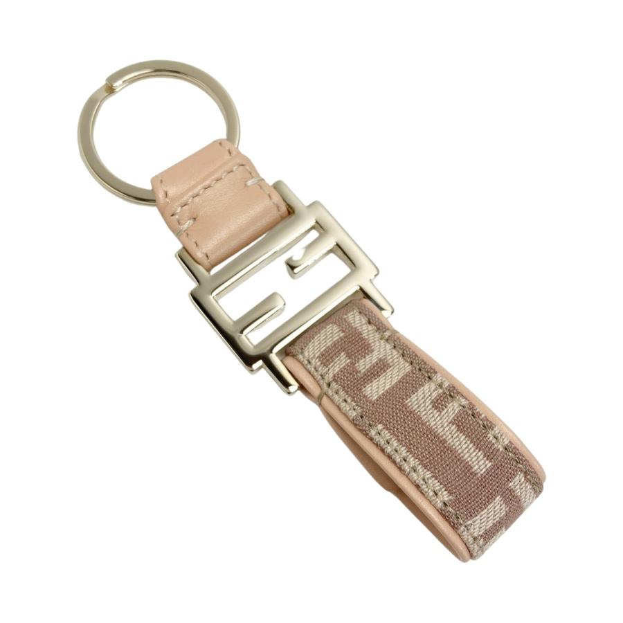 FENDI フェンディ FF キーリング ピンク キャンバス×レザー 
