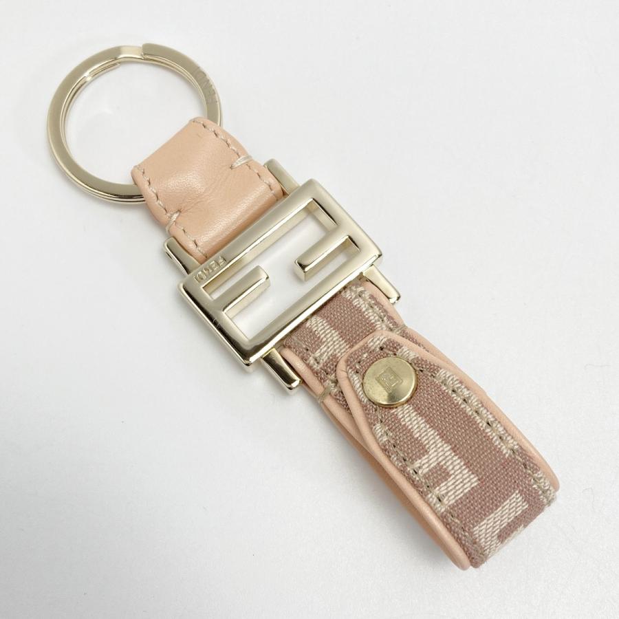 FENDI キーホルダー ピンク レザー FENDI（フェンディ） FF キーリング ピンク キャンバス×レザー