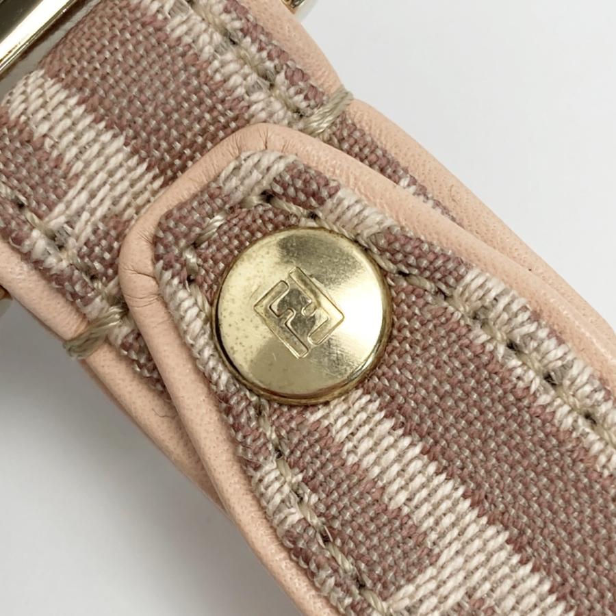 FENDI（フェンディ） FF キーリング ピンク キャンバス×レザー