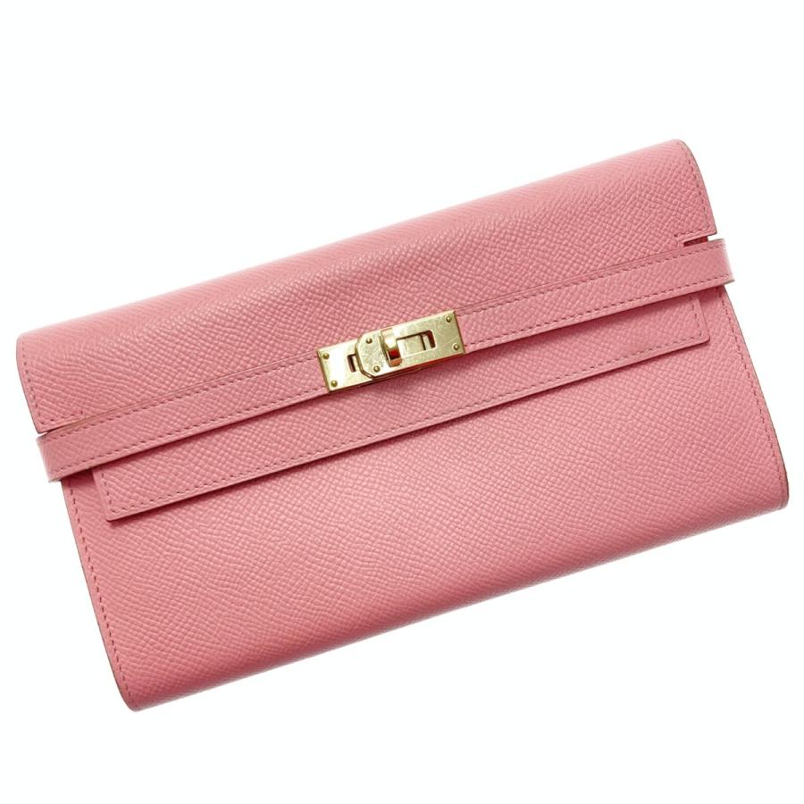 極美品エルメス ケリーウォレットロングエトゥープエプソン長財布