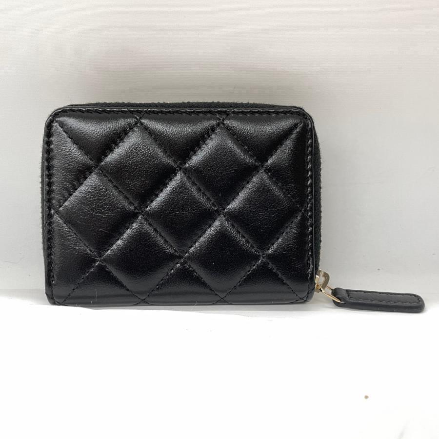 CHANEL シャネル レディース ジップパース ココマーク ラムスキン ゴールド金具 ブラック CHANEL（シャネル） レディース ジップコインパース ココマーク
