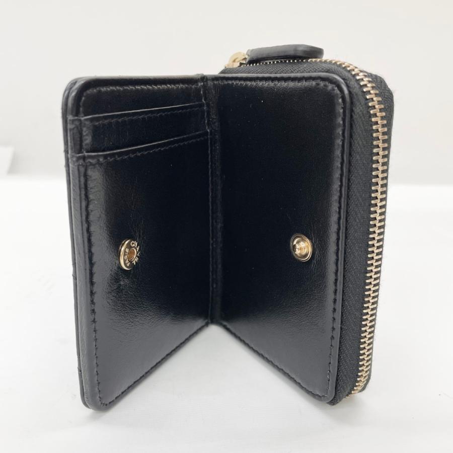 CHANEL シャネル レディース ジップパース ココマーク ラムスキン ゴールド金具 ブラック CHANEL（シャネル） レディース ジップコインパース ココマーク