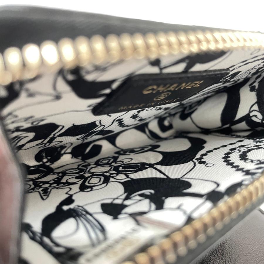 CHANEL シャネル レディース ジップパース ココマーク ラムスキン ゴールド金具 ブラック CHANEL（シャネル） レディース ジップコインパース ココマーク