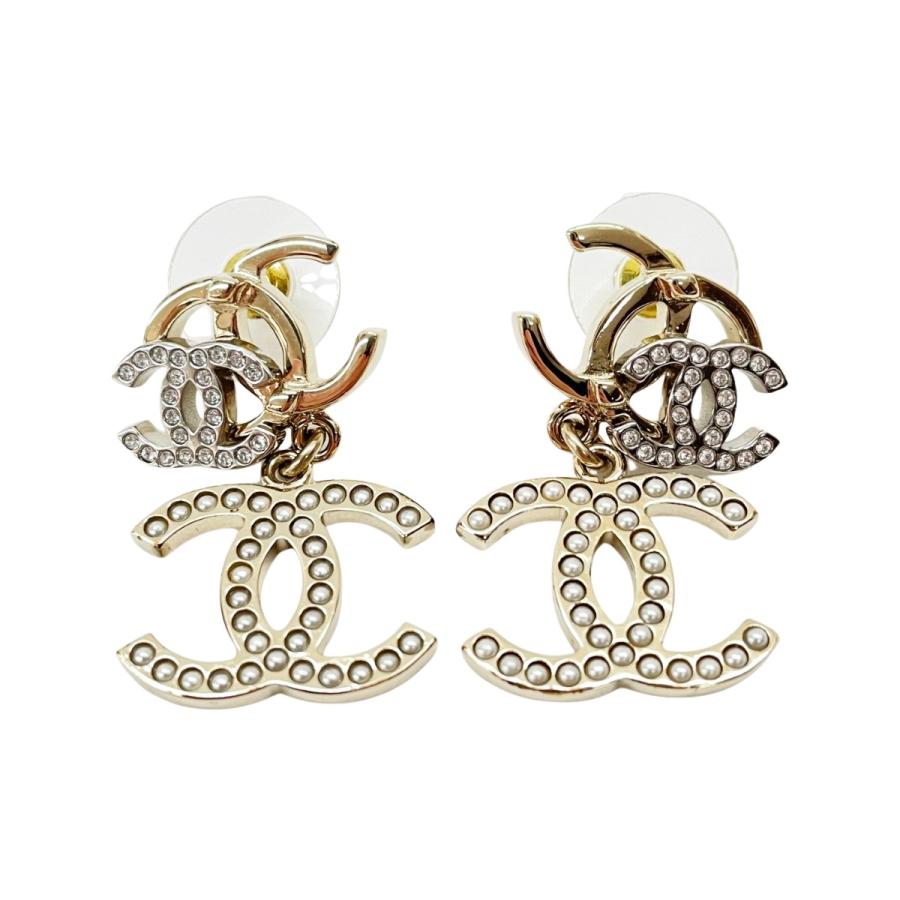 CHANEL（シャネル） ピアス トリプルココマーク ラインストーン