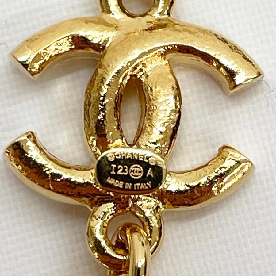CHANEL シャネル ココマーク フラワー ロングピアス フェイクパール ラインストーン 23A ゴールド やや傷や汚れありの画像