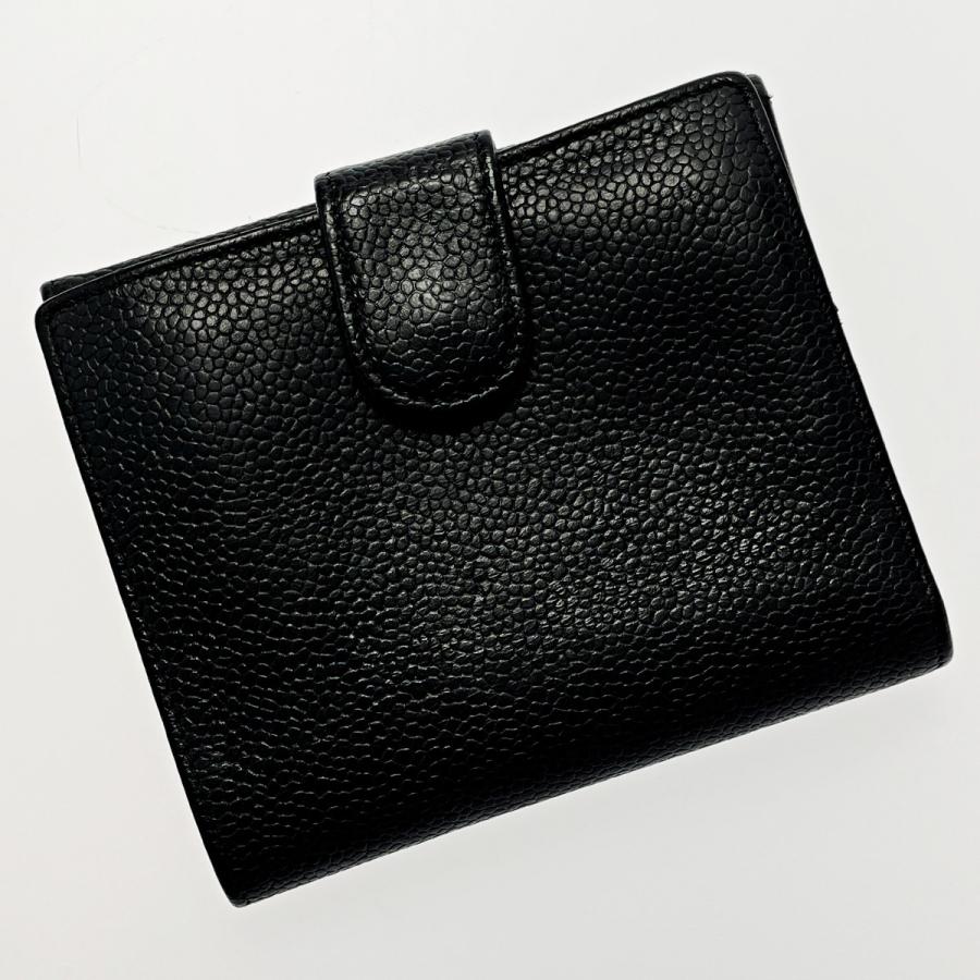 CHANEL シャネル キャビアスキン ブラック 2つ折り財布 ココ CHANEL シャネル キャビアスキン ブラック 2つ折り財布 ココ