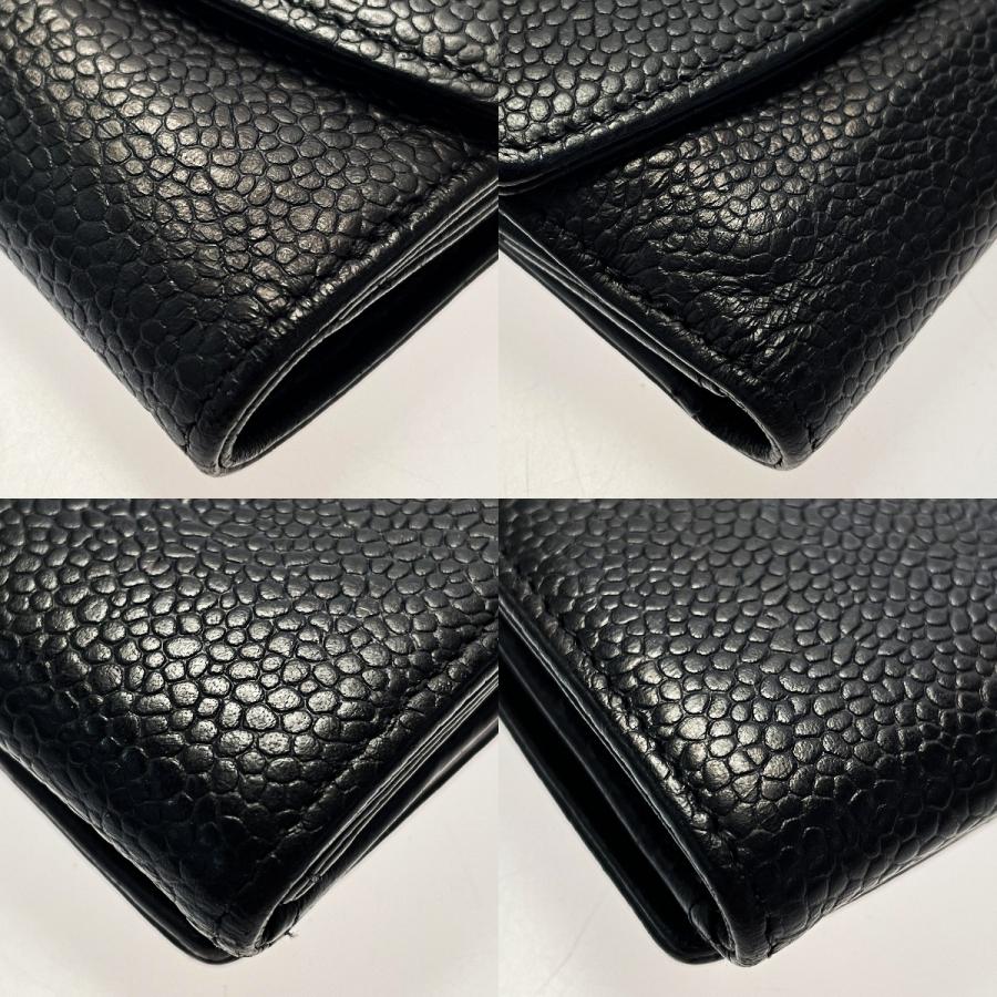 CHANEL シャネル キャビアスキン ブラック 2つ折り財布 ココ CHANEL シャネル キャビアスキン ブラック 2つ折り財布 ココ