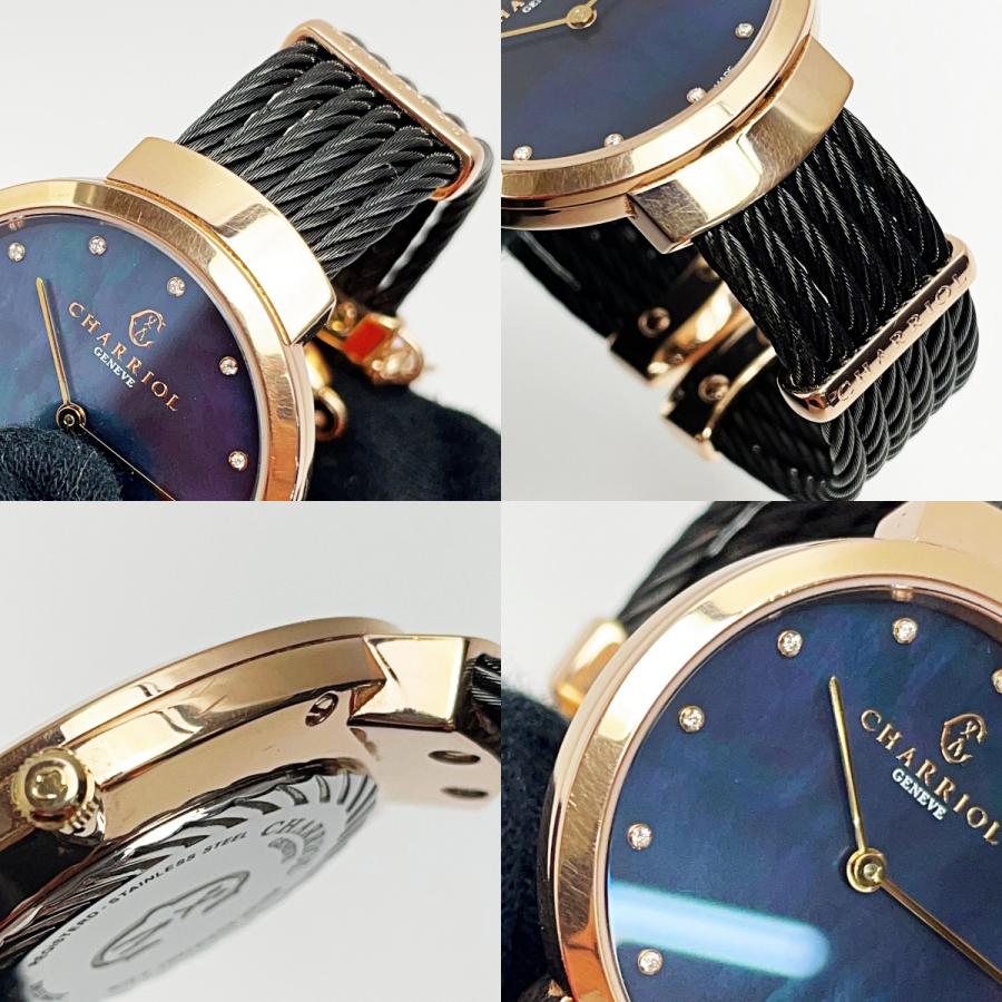 CHARRIOL ピンクダイヤル 時計 アナログ CHARRIOL SLIM N°2185 ST34P.565.018 ブラック系×ピンクゴールド