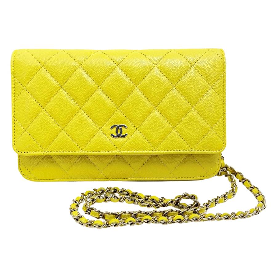 CHANEL シャネル マトラッセ AP0250 イエロー チェーンウォレット ショルダーバッグ キャビアスキン レディース ゴールド金具 CHANEL（シャネル） マトラッセ AP0250 イエロー チェーンウォレット
