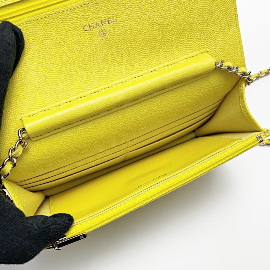 CHANEL(シャネル) 財布美品  マトラッセ AP0250 イエロー チェーンウォレット/ゴールド金具 キャビアスキン CHANEL（シャネル） マトラッセ AP0250 イエロー チェーンウォレット