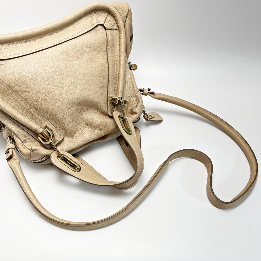Chloe クロエ パラティ ベージュ 2WAYバッグ レザー レディース ゴールド金具 布袋有 Chloe クロエ パラティ ベージュ 2WAYバッグ レザー レディース