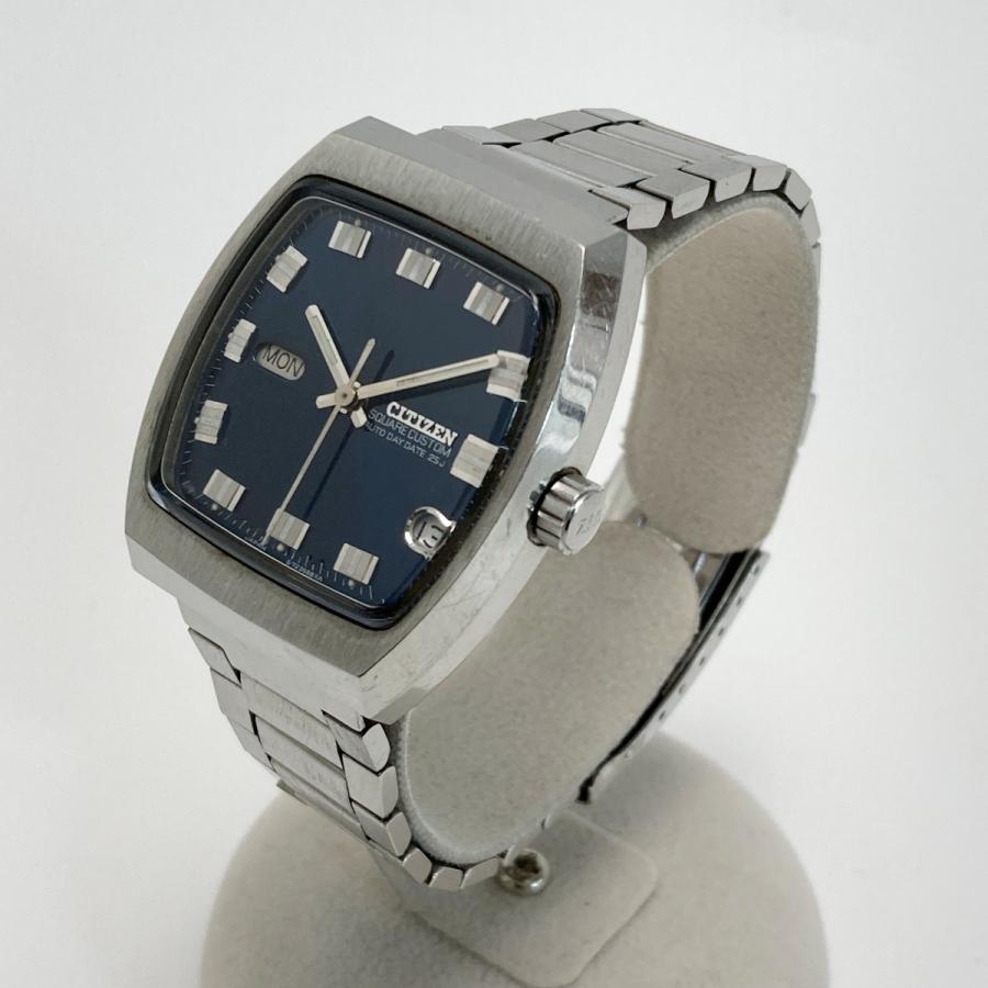 CITIZEN メンズ Eco-Drive スクエア 腕時計 シルバー デイト CITIZEN（シチズン） スクエアカスタム 25石 デイデイト 67-4516