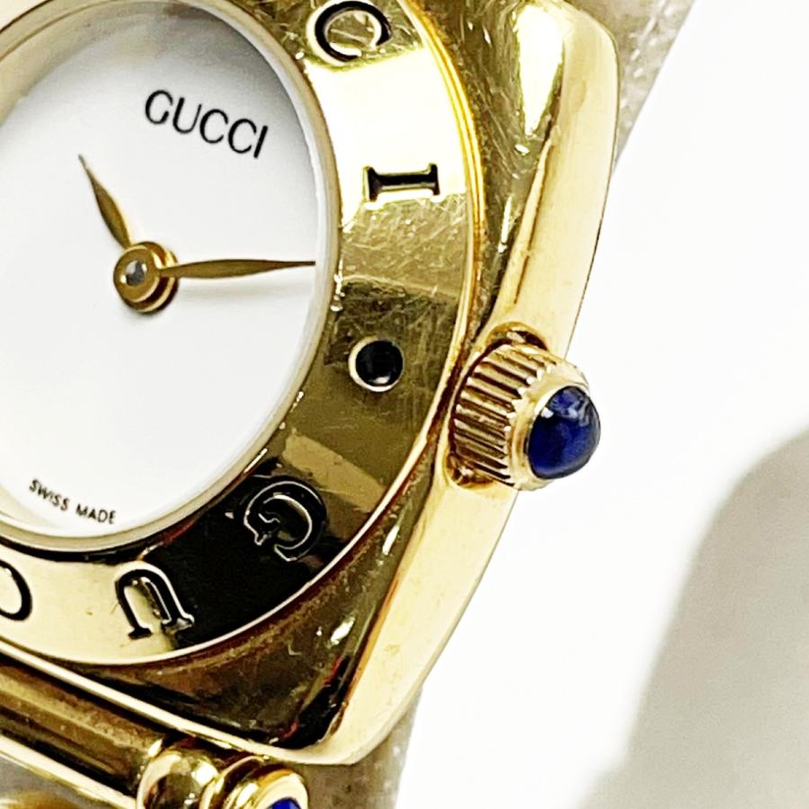 GUCCI（グッチ） ホースビット ロゴベゼル 6300L ホワイト×ゴールド