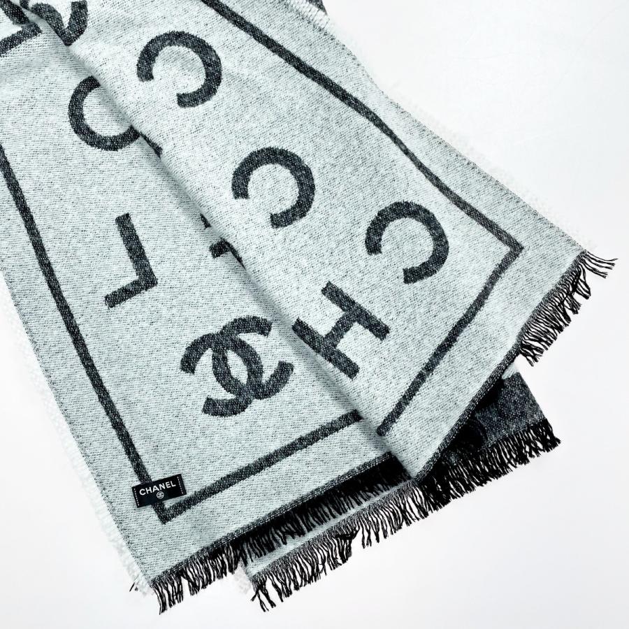 CHANEL シャネル ストール グレー ココマーク カシミヤ82 CHANEL シャネル ストール グレー ココマーク カシミヤ82