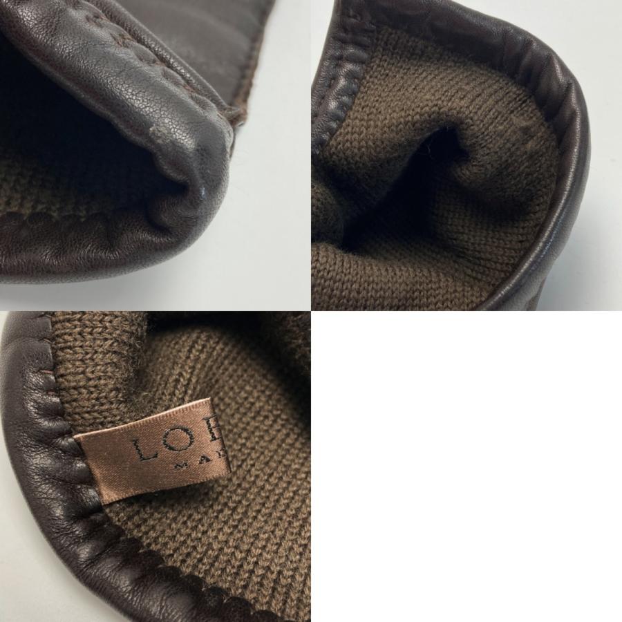 LOEWE（ロエベ） アナグラム レザー グローブ ダークブラウン 手袋