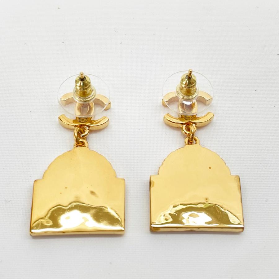 CHANEL シャネル ピアス レディース ココマーク×RUE CANBONロゴ 22A ゴールド やや傷や汚れありの画像