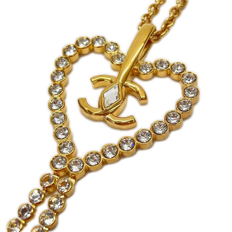 CHANEL（シャネル） ココマーク ハート ネックレス GP ラインストーン 