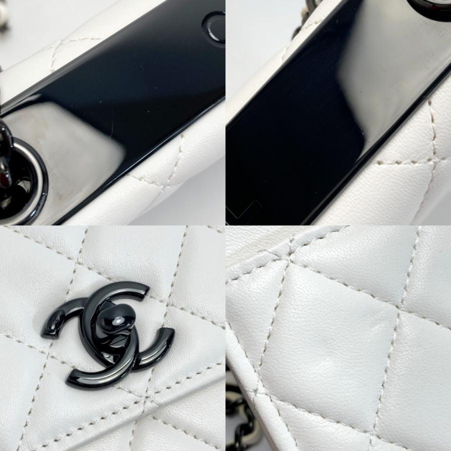 ☆☆CHANEL シャネル マトラッセ トレンディCC チェーンウォレット 80982 ホワイト×ブラック ラムスキン ショルダーバッグ CHANEL（シャネル） マトラッセ トレンディCC チェーンウォレット