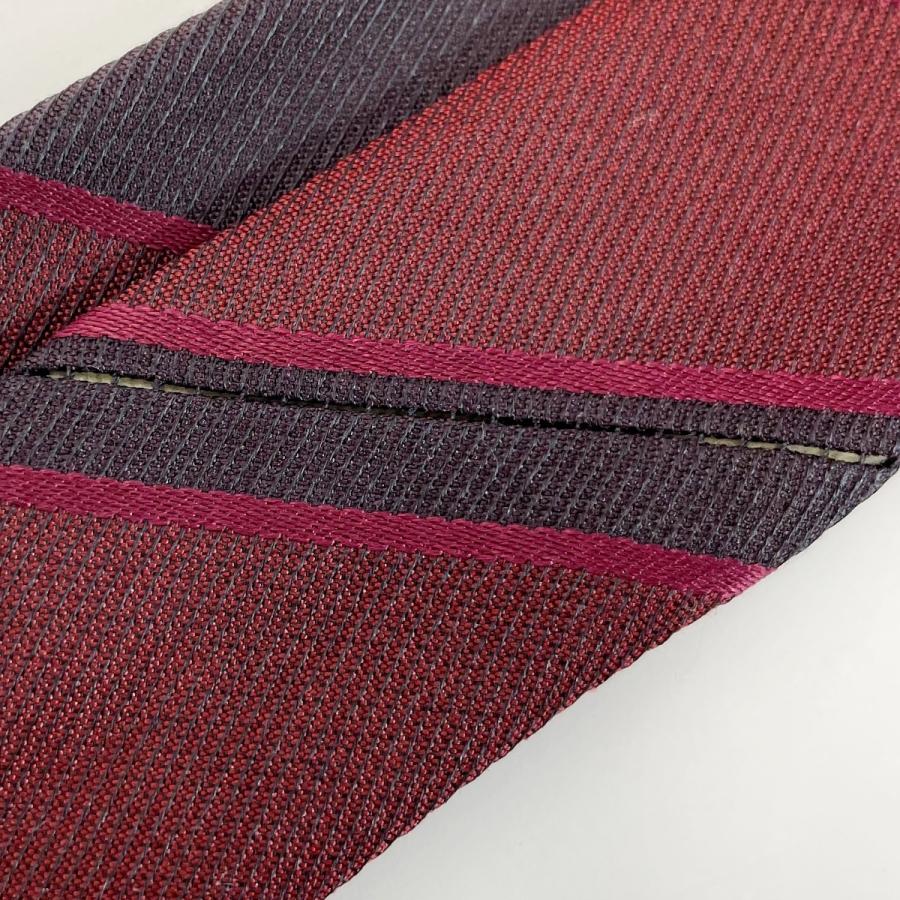 【バーバリーブラックレーベル】ネクタイ レッド ストライプ 良品 シルク BURBERRY（バーバリー） ストライプ ネクタイ ブラック×レッド シルク