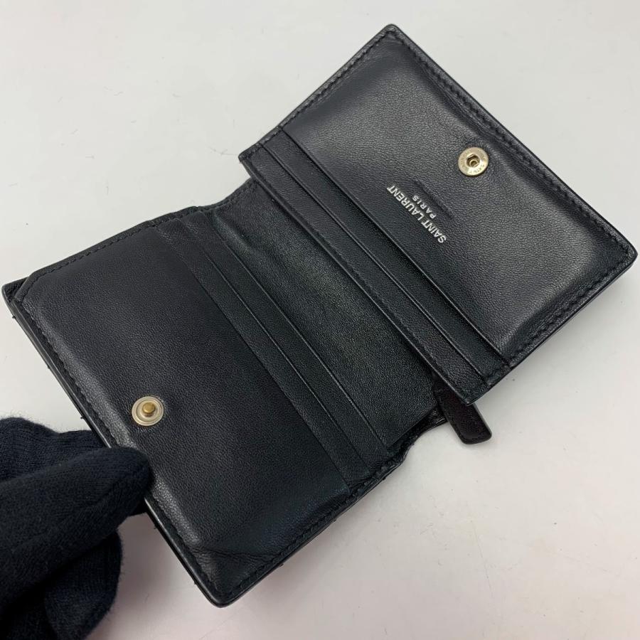 SAINT LAURENT(Yves Saint Laurent) レザー YSL ブラック 財布 2つ折り  