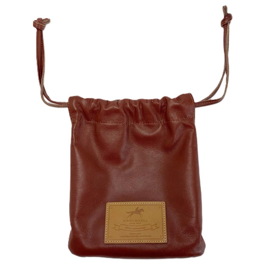 Somes Saddle ソメスサドル 巾着ポーチ ブラウン レザー やや傷や汚れ