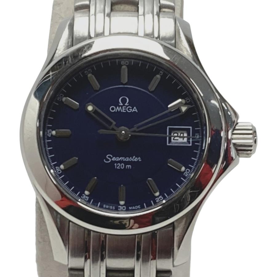 ☆☆OMEGA オメガ シーマスター120 ジャックマイヨール2001 デイト 2587.80 ネイビー クォーツ レディース 腕時計 OMEGA（オメガ） シーマスター120 ジャックマイヨール2001 デイト