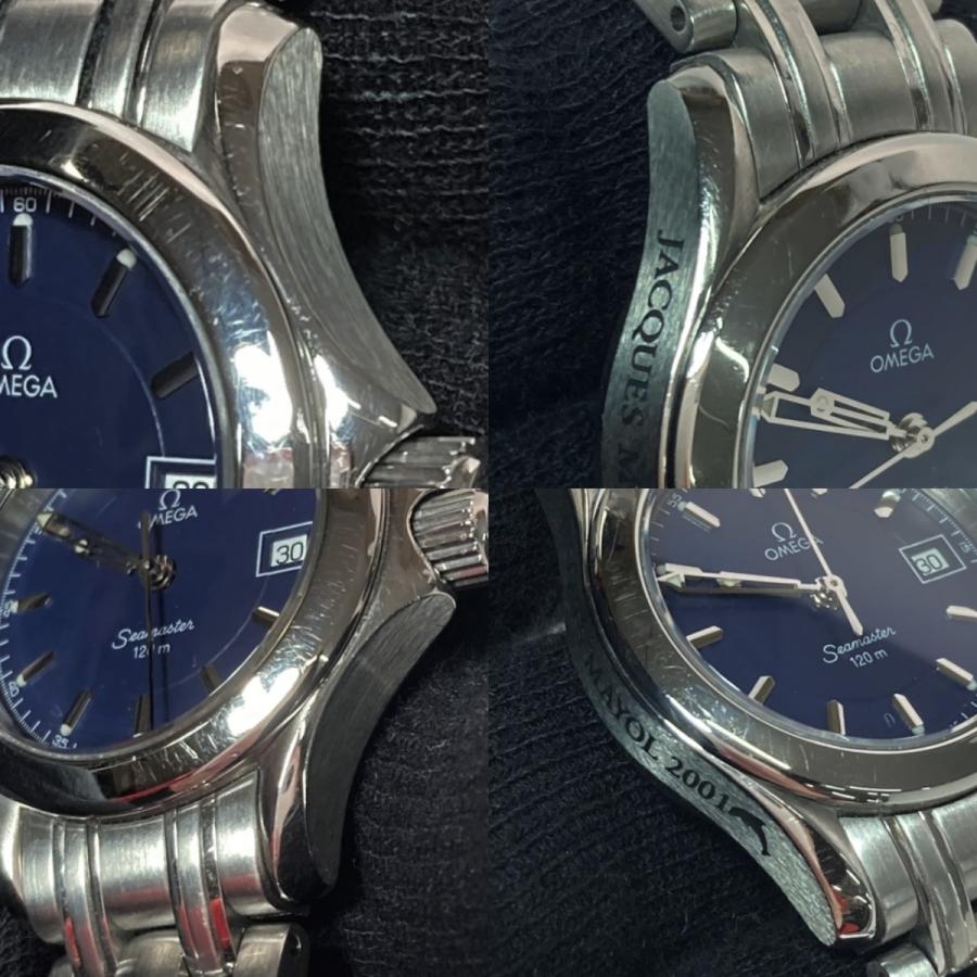 ☆☆OMEGA オメガ シーマスター120 ジャックマイヨール2001 デイト 2587.80 ネイビー クォーツ レディース 腕時計 OMEGA（オメガ） シーマスター120 ジャックマイヨール2001 デイト