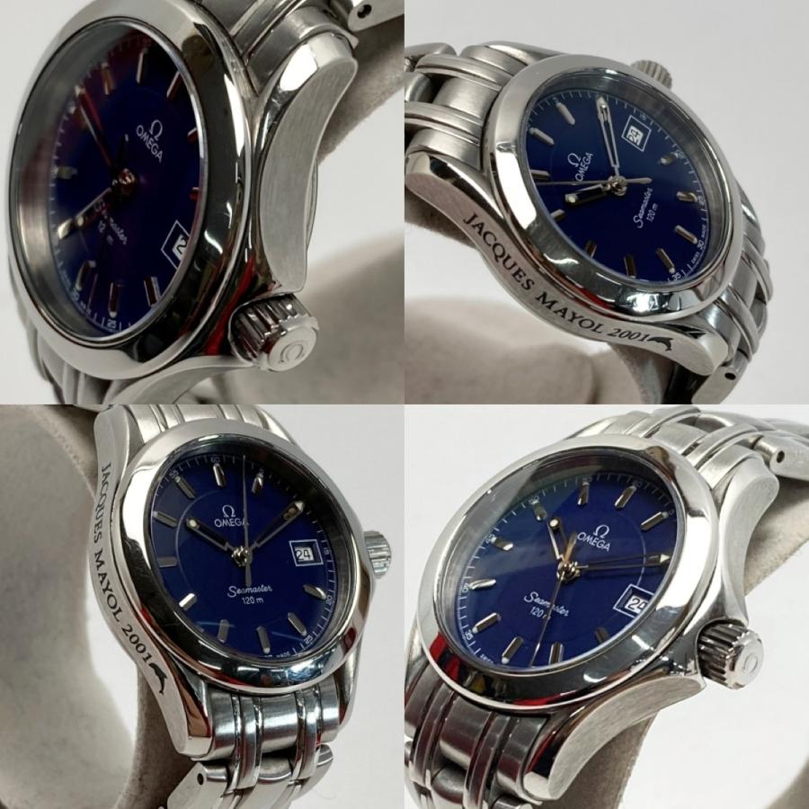 ☆☆OMEGA オメガ シーマスター120 ジャックマイヨール2001 デイト 2587.80 ネイビー クォーツ レディース 腕時計 OMEGA（オメガ） シーマスター120 ジャックマイヨール2001 デイト