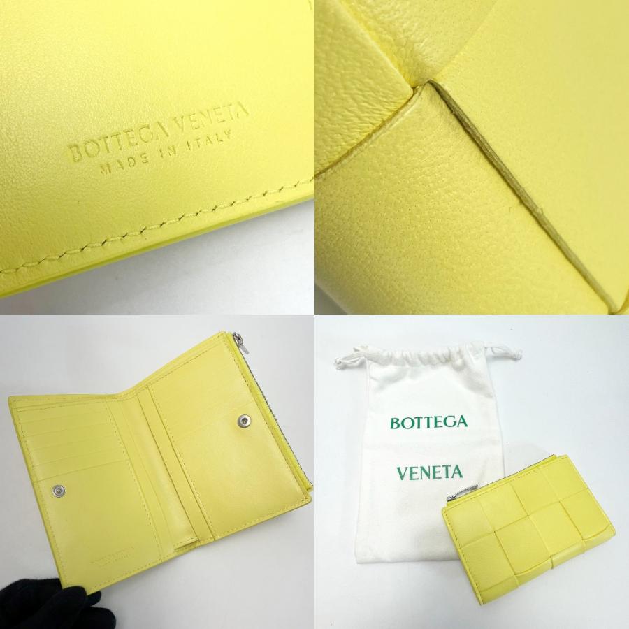 BOTTEGA VENETA ボッテガヴェネタ マキシ  イントレチャート イエロー 2つ折り財布 レザー レディース シルバー金具 BOTTEGA VENETA ボッテガヴェネタ マキシ イントレチャート イエロー 2