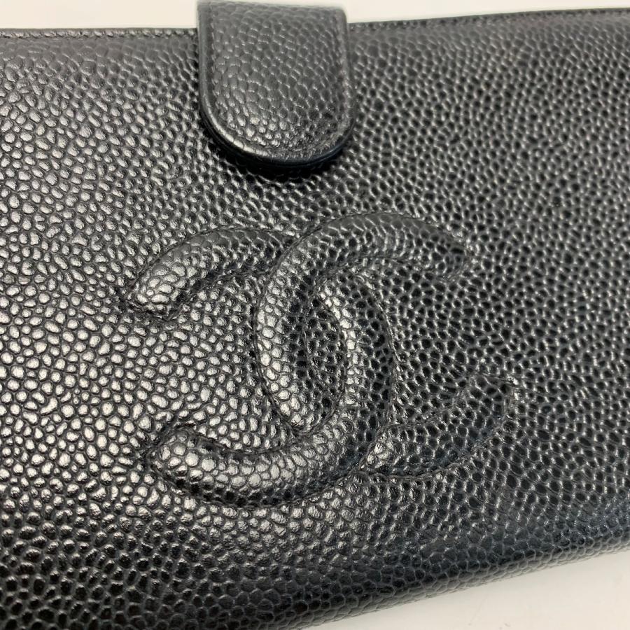 CHANEL（シャネル） キャビアスキン がま口 レザー ココマーク