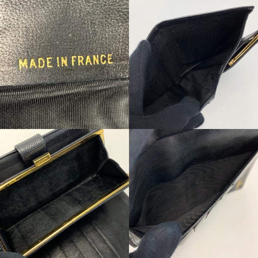 CHANEL（シャネル） キャビアスキン がま口 レザー ココマーク