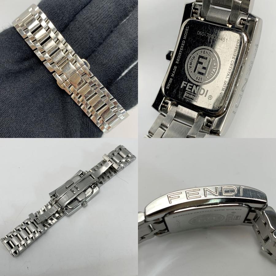 ☆☆FENDI フェンディ スクエアフェイス ステンレススチール 060-7000L-451 ピンク系 腕時計 クォーツ レディース FENDI - FENDI フェンディ スクエアフェイス ステンレススチール 060