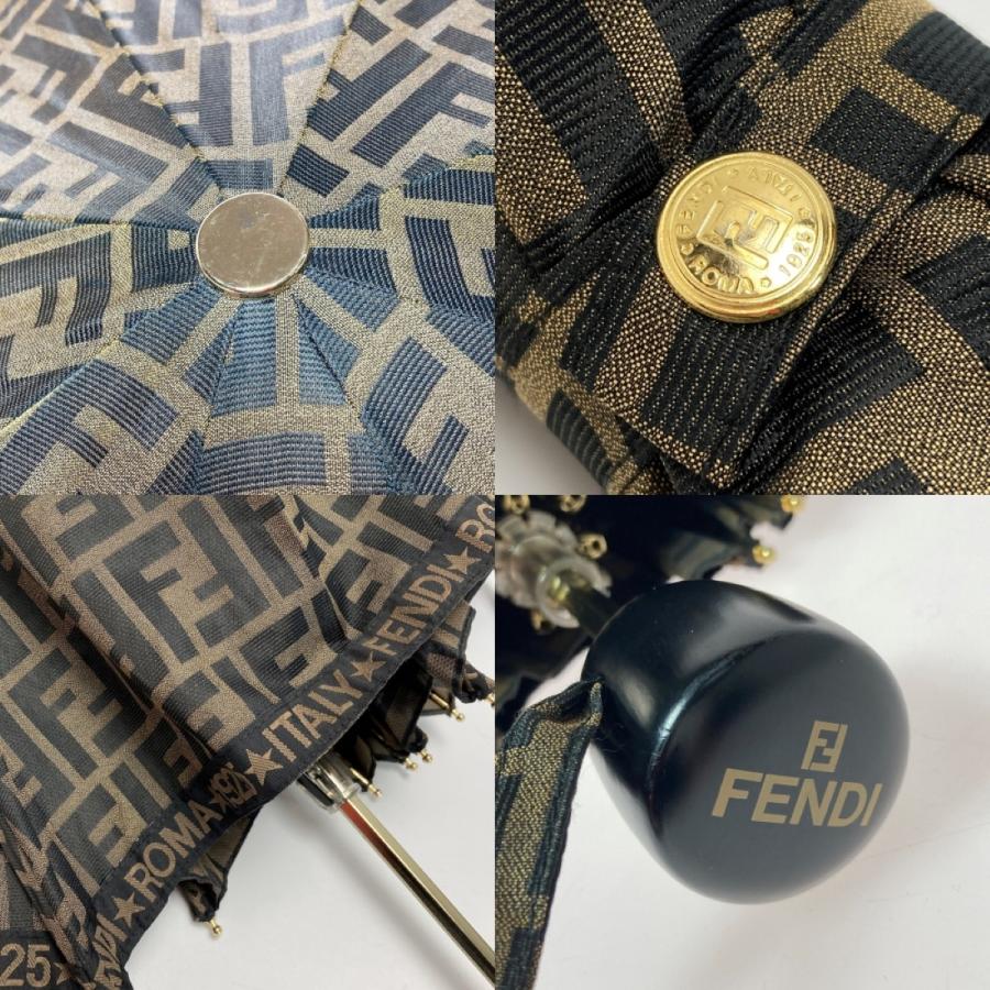 FENDI（フェンディ） ズッカ柄 折りたたみ傘 ブラウン ポリエステル