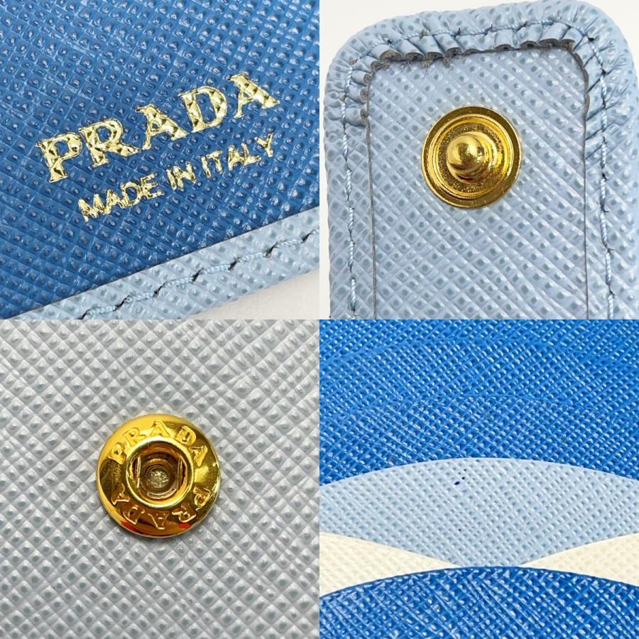 美品✨PRADA サフィアーノ ゴールド金具 スカイブルー 二つ折り財布 PRADA プラダ サフィアーノレザー財布 1MV025 スカイブルー 2