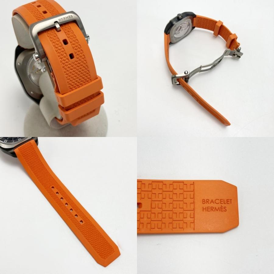一度短時間使用　HERMES エルメス　パリ　38.5 HERMES（エルメス） H08 デイト SP1.741 グレー チタン 自動巻き