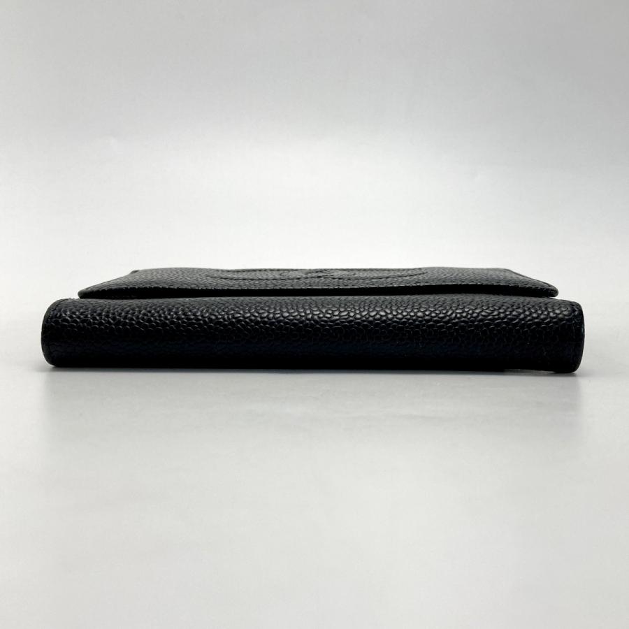 CHANEL シャネル ココマーク 3つ折り財布 A13225 ブラック キャビア