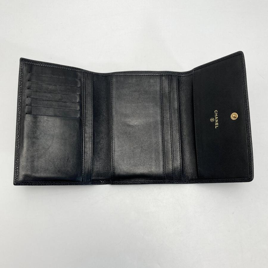 CHANEL シャネル ココマーク 3つ折り財布 A13225 ブラック キャビア