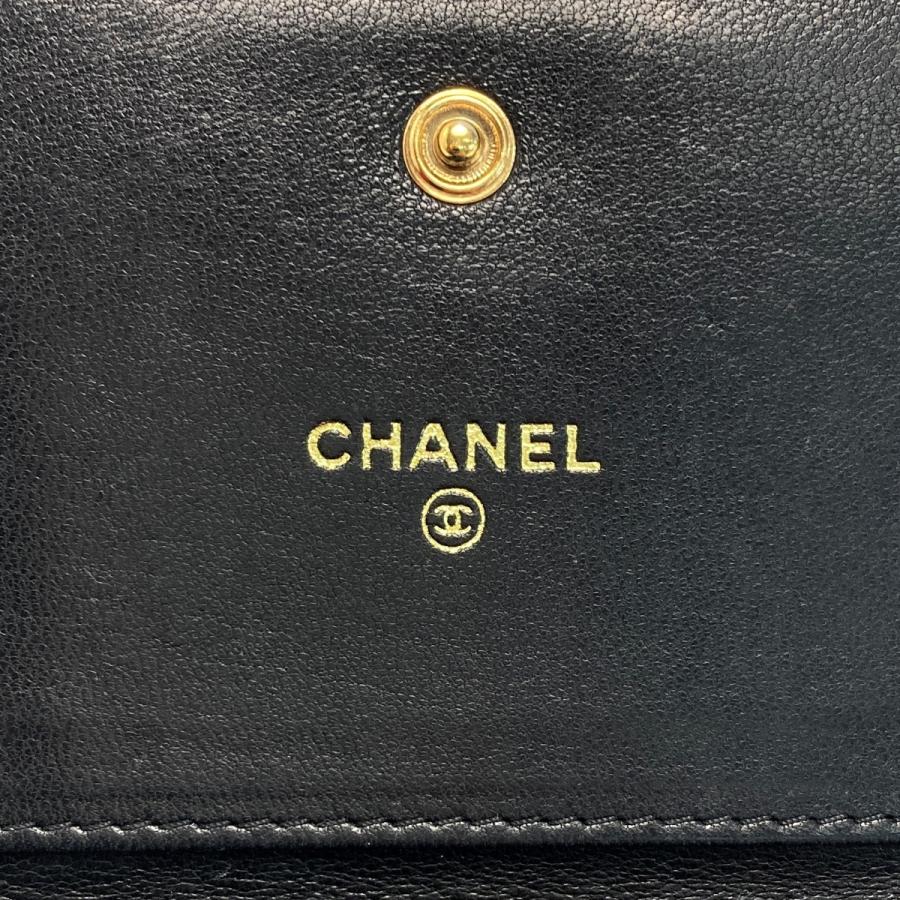 CHANEL シャネル ココマーク 3つ折り財布 A13225 ブラック キャビア