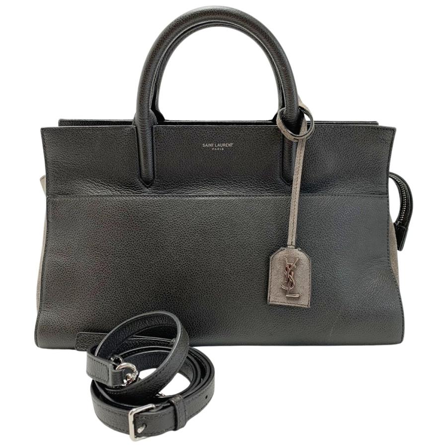 SAINT LAURENT(Yves Saint Laurent) グレー レザー×スウェード 2WAY 