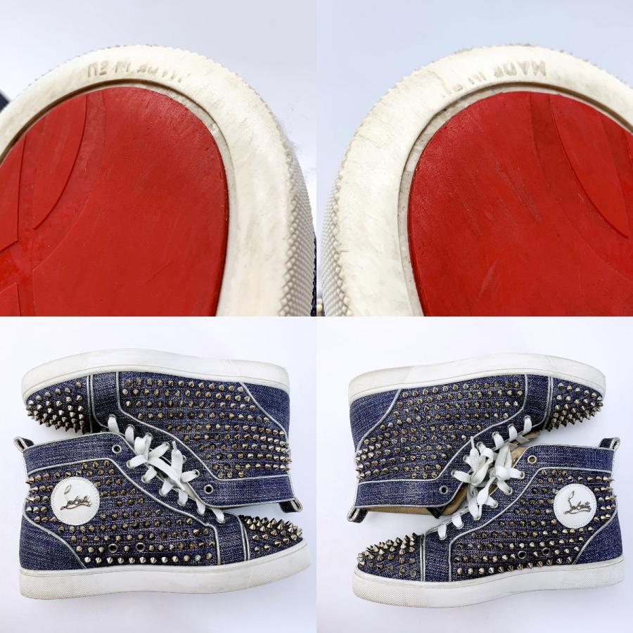 美品/26.5cm クリスチャンルブタン　ハイカットスニーカー　スタッズ　銀 美品/26.5cm クリスチャンルブタン ハイカットスニーカー スタッズ 銀